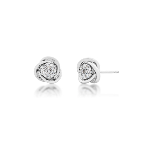 Love Knot 1/6 ct. tw. Diamond Cluster Earrings in 10K White Gold - MJOS1751DC10W-W@