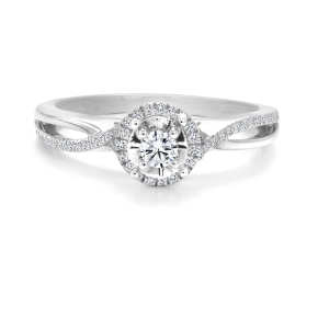 Canadian Rocks 1/5 ct. tw. Round Brilliant Diamond Halo Engagement Ring in 14K White Gold - RID10RB-RF7595W