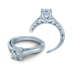 Verragio .06 ct. tw. Diamond Band Semi-Mount Engagement Ring with Filigree Detailing in 14K White Gold - AFN-5047R
