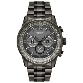 Citizen Men's Nighthawk Chronograph Gray and Black Stainless Steel Watch with Gray Dial - CA4377-53H