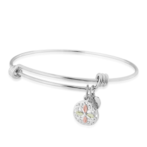Black Hills Gold Ladies' Sterling Silver Bangle Bracelet with Charm - MR8368