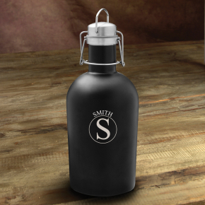 Personalized 64oz. Black Stainless Steel Beer Growler Circle -GC1436