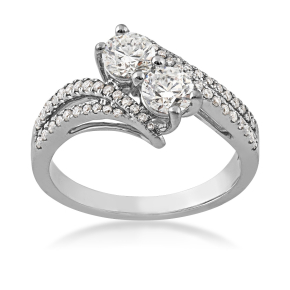 2BeLoved 1-1/5 ct. tw. Round 2-Stone Diamond Ring in 14K White Gold -YX12R2103G001