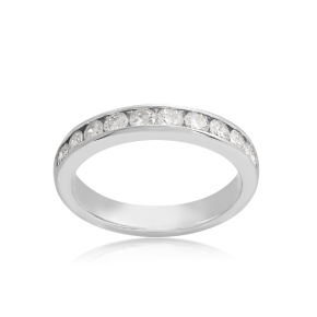 3/4 ct. tw. Round Closed Channel Set Diamond Anniversary Band in 14K White Gold - MRA0893A66W