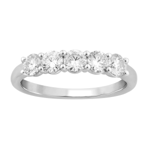 Adamante 3/4 ct. tw. Round Brilliant Prong-Set Lab-Grown Diamond Anniversary Ring in 14K White Gold - LG-ARA3170HS214W
