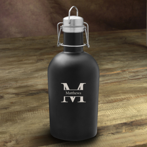 Personalized 64oz. Black Stainless Steel Beer Growler Stamped -GC1436