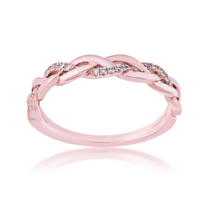 Perfect Match .05 ct. tw. Diamond Stackable Anniversary Ring with Braided Design in 10K Pink Gold - 15.06468-10KP