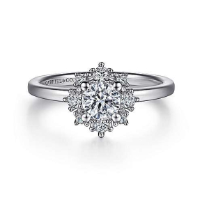 Gabriel & Co. 1/5 ct. tw. Semi-Mount Diamond Celestial Halo Engagement Ring in 14K White Gold - ER14661R2W44JJ
