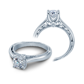 Verragio .06 ct. tw. Diamond Semi-Mount Engagement Ring with Milgrain Undercarriage Detailing in 14K White Gold - AFN-5047R