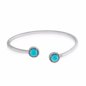 Turquoise and 1/5 ct. tw. Diamond Cuff Bracelet in Sterling Silver - B-4189TQ