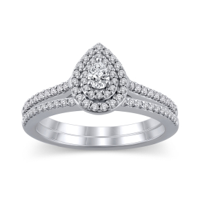 True Promise 5/8 ct. tw. Pear Diamond Wedding Set in 10K White Gold - WR2430XS@WGE4
