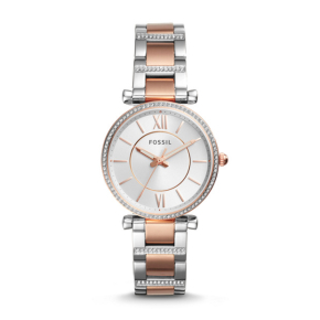 Fossil Ladies' Carlie Three-Hand Two-Tone Stainless Steel Watch- ES4342