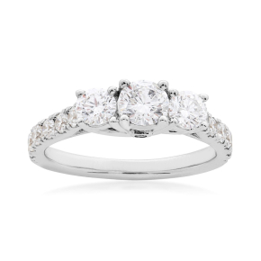 Adamante 1-1/2 ct. tw. Round Brilliant 3-Stone Lab-Grown Diamond Engagement Ring in 14K White Gold-LG-ART2098HS114W