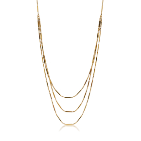 Triple Layer 10Kt. Yellow Gold Fashion Necklace- TRF032182Y17