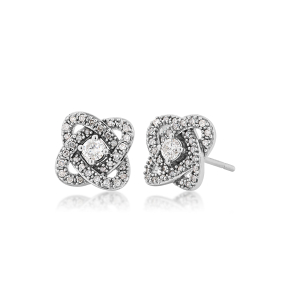 Love Knot 1/3 ct. tw. Diamond Classic Knot Fashion Earrings in 10K White Gold - WHEF198061