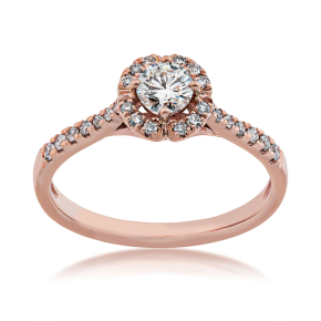 Canadian Rocks 1/3 ct. Round Diamond with 1/5 ct. Diamond Halo & Band Engagement Ring in 14K Pink Gold - RID30RB-0551RG@14R