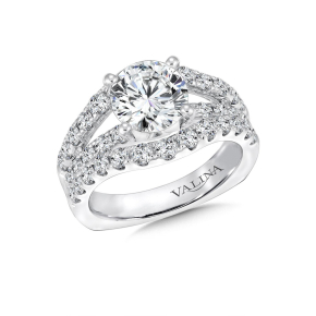 Valina 1-3/8 ct. tw. Diamond Split-Shank Semi-Mount Engagement Ring in 14K White Gold - R9302W@ALLOY