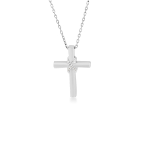 Infinite Love .04 ct. tw. Diamond Infinity Cross Pendant in Sterling Silver - US01025PC03-SIL