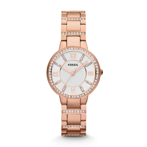 Fossil Ladies' Virginia Pink-Tone Stainless Steel Analog Watch with White Dial - ES3284 