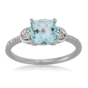 Aquamarine and Diamond Ring in White Gold - FR30313DIA-AQ10W