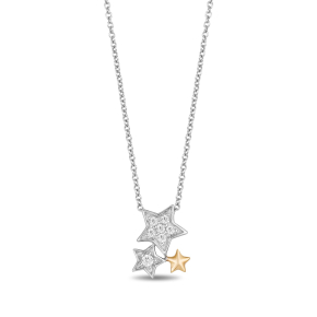 Enchanted Disney 1/10 ct. tw. Tinkerbell Triple-Star Necklace in Sterling Silver and 10K Yellow Gold - PDO5222SY1PDSRD