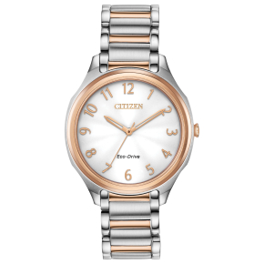 CITIZEN LADIES' ANALOG TWO-TONE STAINLESS STEEL WATCH WITH SILVER DIAL - EM0756-53A
