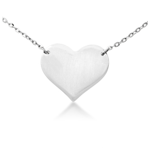ENGRAVABLE HEART NECKLACE 18" IN 10KT WHITE GOLD
