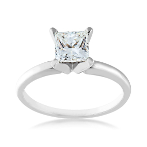 Adamante 1 ct. tw. Lab-Grown Princess Cut Diamond Classic Solitaire Engagement Ring in 14K White Gold - LG-FRG0567