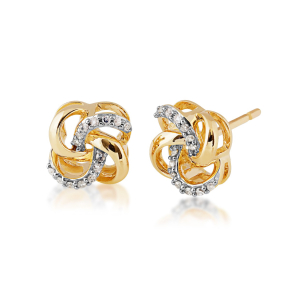 Love Knot 1/10 ct. tw. Diamond Earrings in 10K Yellow Gold - EF221619