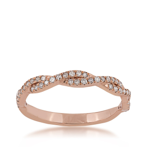 pink gold diamond twist stackable ring