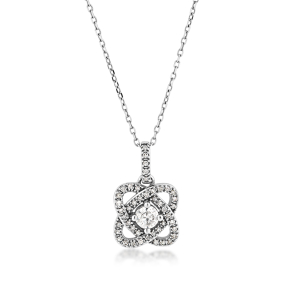 diamond love knot white gold pendant
