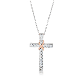 diamond cross infinity white gold pendant