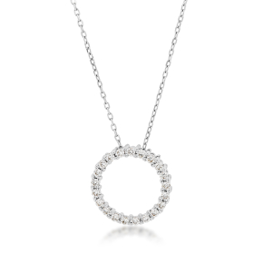 diamond white gold circle pendant