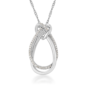 diamond sterling silver loop knot pendant