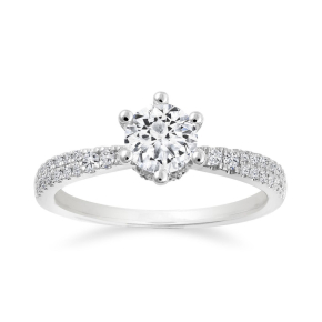 Canadian Rocks 1 ct. tw. Round Brilliant 6 Prong Set Diamond Engagement Ring with in 14K White Gold - RID70RB-R14716
