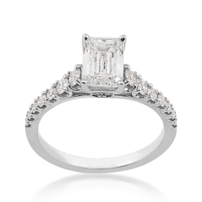 lab-grown emerald cut diamond white gold engagement ring