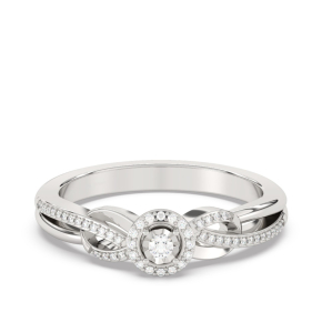 Infinite Love 1/6 ct. tw. Diamond Halo Infinity Promise Ring in Sterling Silver