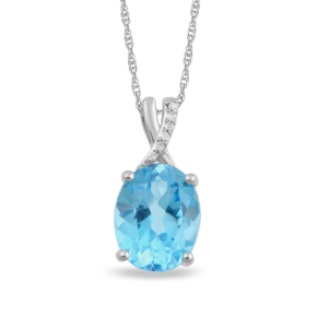 blue topaz and diamond white gold pendant