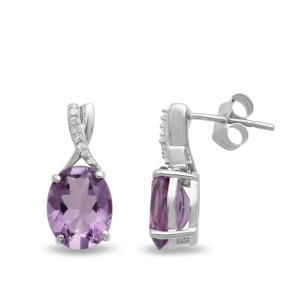 amethyst and diamond white gold earrings