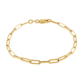 yellow gold paperclip chain bracelet