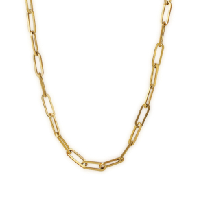yellow gold paper clip chain necklace