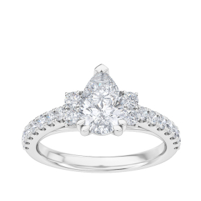 Adamante 1-1/2 ct. tw. Lab-Grown Pear Shaped Diamond Engagement Ring with Side Diamond Accents & Band in 14K White Gold
