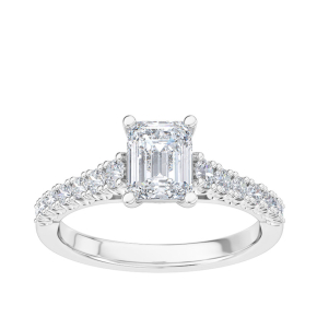 Adamante 1-1/3 ct. tw. Lab-Grown Emerald Cut Diamond Engagement Ring in 14K White Gold