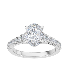 Adamante 2-1/5 ct. tw. Lab-Grown Oval Diamond Engagement Ring in 14K White Gold