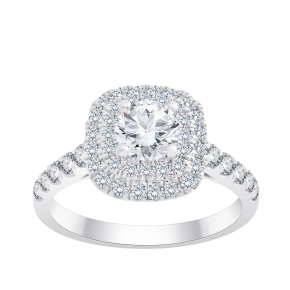 Amaura 1-1/2 ct. tw. Round Diamond Double Halo Engagement Ring in 14K White Gold