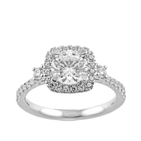 Amaura 1-1/3 ct. tw. Round Diamond Halo Engagement Ring in 14K White Gold