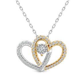 1/4 ct. tw. Diamond Double Heart Pendant in 10K White & Yellow Gold