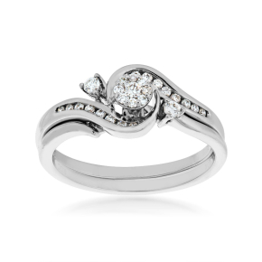 True Promise 1/4 ct. tw. Diamond Cluster Wedding Set in 10K White Gold -R200416W65