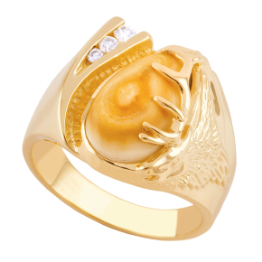 Men's Elk Ivory with 1/8ct tw. Round Diamond Ring in 10K Yellow Gold - I1761D Glacier
