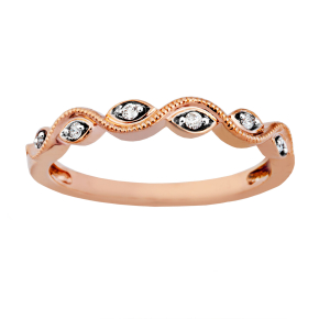 Perfect Match .05 ct. tw. Diamond Stackable Anniversary Ring with Filigree Detailing in 10K Pink Gold - RA-1525-PK1-10P 